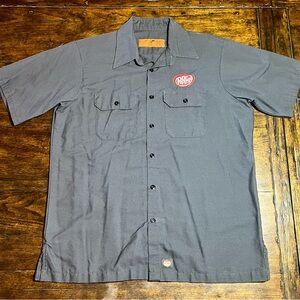 Red Kap Mens Dr Pepper Work SS Shirt Button Up Size L Gray Industrial Utility